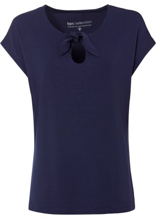 Shirt mit dekorativer Schleife in blau von vorne - bpc selection