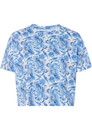 Shirt aus bedrucktem Jersey in blau von vorne - RAINBOW
