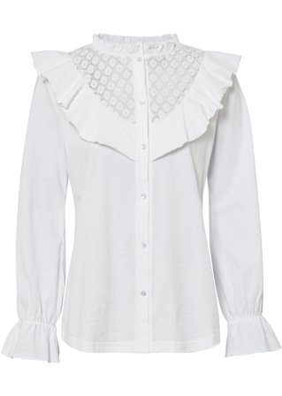 Shirt mit Spitze in weiß von vorne - RAINBOW