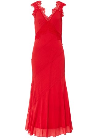 Kleid mit Spitze in rot von vorne - BODYFLIRT