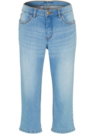 Slim Jeans, Mid Waist, Capri in blau von vorne - John Baner JEANSWEAR