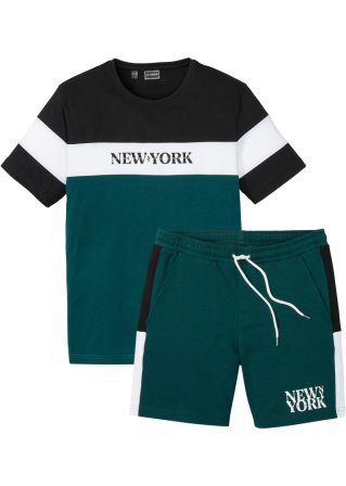 Shirt und kurze Hose (2-tlg.Set)  in grün von vorne - RAINBOW