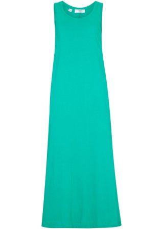 Maxi-Jersey-Kleid mit Seitentaschen und Seitenschlitzen, aus Baumwoll- Viskose Mischung in grün von vorne - bpc bonprix collection