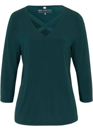Shirt mit Cut-Out Detail in grün von vorne - bpc selection