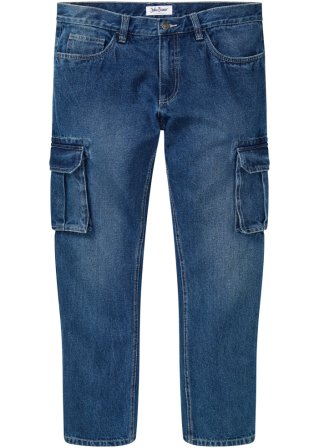 Loose Fit Cargo-Jeans, Straight in blau von vorne - John Baner JEANSWEAR