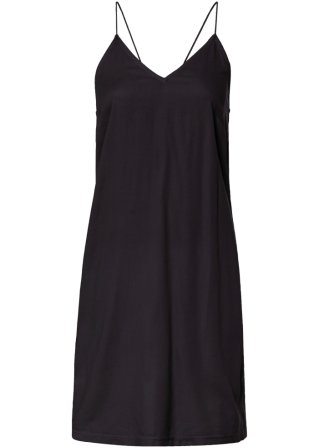 Kurzes Kleid mit elastischen Trägern in schwarz von vorne - RAINBOW