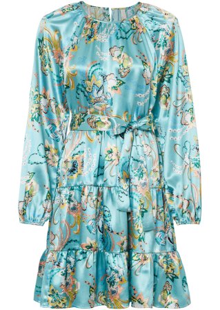 Kleid mit Bindegürtel  in blau von vorne - BODYFLIRT boutique