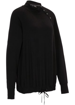 Sweatshirt mit geknöpftem Kragen in schwarz von vorne - bpc bonprix collection