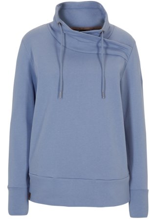 Sweatshirt mit großem Kragen aus Bio-Baumwolle  in blau von vorne - bpc bonprix collection