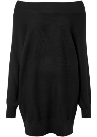 Off-Shoulder-Pullover in schwarz von vorne - BODYFLIRT
