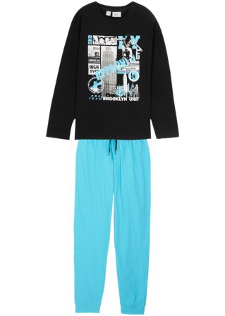 Jungen Pyjama  (2-tlg. Set) in blau von vorne - bpc bonprix collection