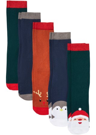 Socken (5er Pack) mit Grußkarte und Satinschleife mit Bio-Baumwolle in braun von vorne - bpc bonprix collection