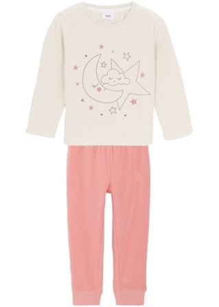 Mädchen Fleece Pyjama (2-tlg. Set) in beige von vorne - bpc bonprix collection