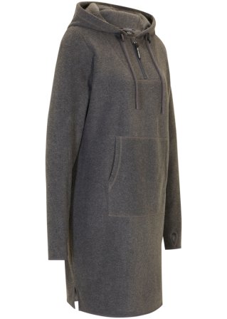Fleece-Kleid mit Känguru-Tasche in grau von vorne - bpc bonprix collection