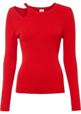Pullover mit Cut-Out in rot von vorne - BODYFLIRT