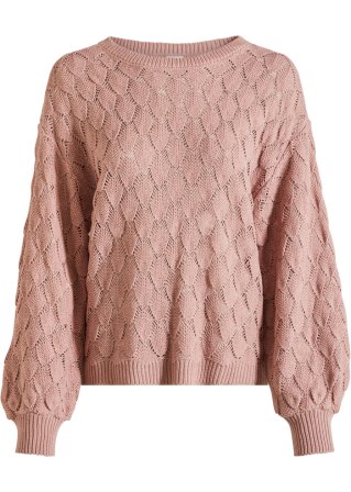 Ajour-Pullover  in rosa von vorne - BODYFLIRT