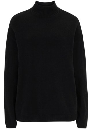 Oversize-Wollpullover mit Good Cashmere Standard®-Anteil in schwarz von vorne - bonprix PREMIUM
