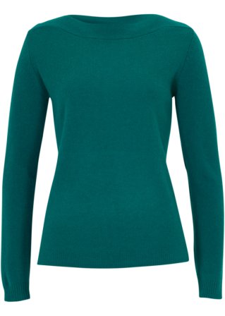 Wollpullover mit Good Cashmere Standard®-Anteil in grün von vorne - bonprix PREMIUM