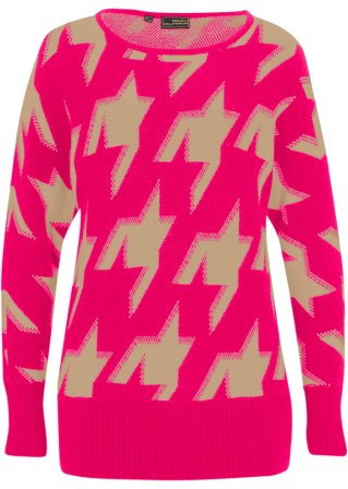 Fledermaus-Pullover mit Wollanteil in pink von vorne - bonprix PREMIUM
