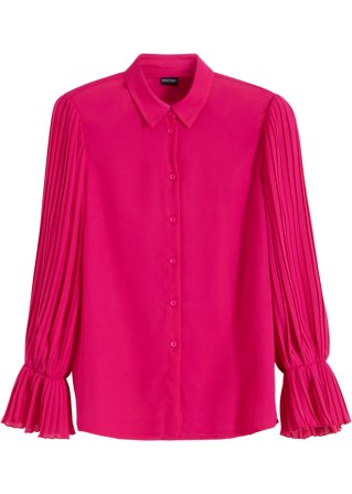 Bluse mit Plissée-Ärmeln in pink von vorne - BODYFLIRT