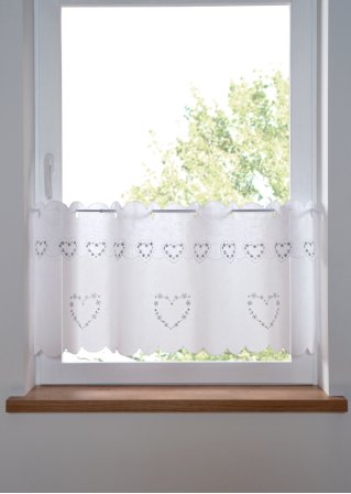 Scheibengardine mit recyceltem Polyester mit Stickerei in weiß - bpc living bonprix collection