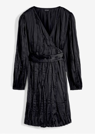 Kleid mit Wickeloptik  in schwarz von vorne - BODYFLIRT
