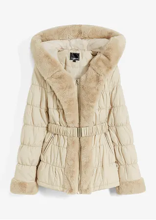 Steppjacke mit Fellimitat in beige von vorne - bonprix Steppjacke mit Fellimitat in beige von vorne - bonprix