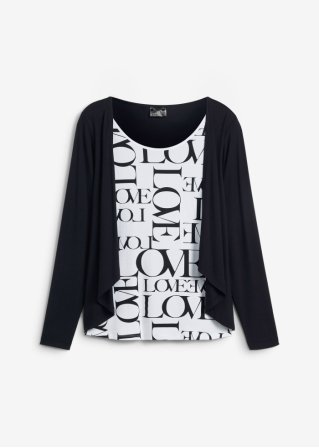 Shirt mit Typo-Print in schwarz von vorne - bpc selection