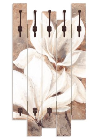 Wandgarderobe mit Magnolien in weiß von vorne - bpc living bonprix collection