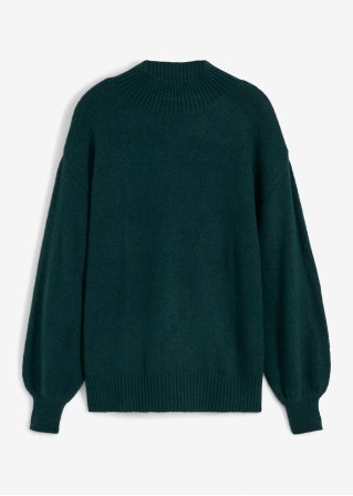 Oversize-Pullover mit Stehkragen in grün von vorne - BODYFLIRT
