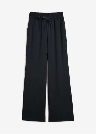 Weite Hose mit High-Waist-Bequembund, lang in schwarz von vorne - bpc bonprix collection