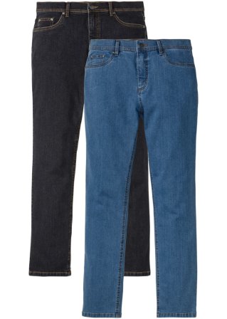 Regular Fit Stretch-Jeans, Straight mit recyceltem Polyester (2er Pack) in blau von vorne - John Baner JEANSWEAR