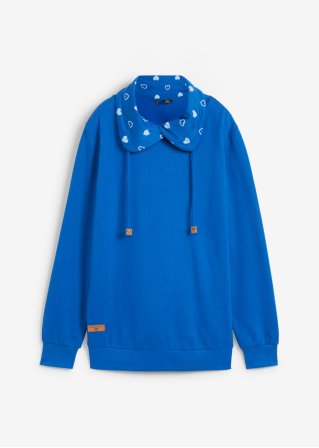 Sweatshirt mit bedrucktem Rollkragen in blau von vorne - bpc bonprix collection