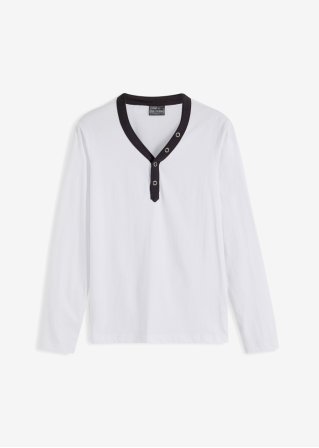 Langarmshirt aus Bio Baumwolle, Slim Fit in weiß von vorne - RAINBOW