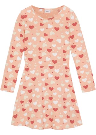 Mädchen Langarm-Jerseykleid aus Bio Baumwolle in rosa von vorne - bpc bonprix collection