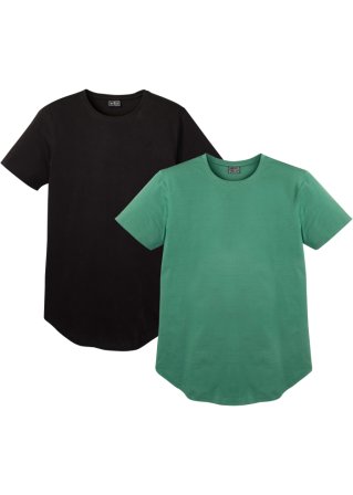 T-Shirt, lang (2er Pack) in schwarz von vorne - RAINBOW