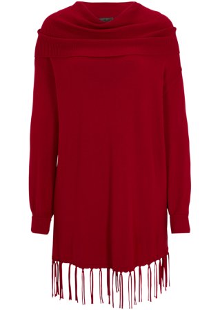 Long-Pullover mit Fransen in rot von vorne - bpc selection