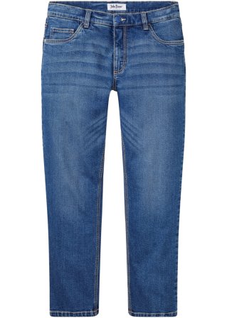 Regular Fit Stretch-Jeans mit recycelter Baumwolle, Straight in blau von vorne - John Baner JEANSWEAR