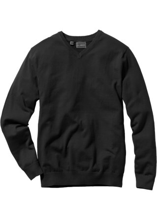 Pullover mit V-Ausschnitt in schwarz von vorne - bpc bonprix collection