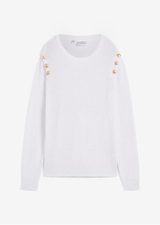Pullover mit Knöpfen in weiß von vorne - bpc selection