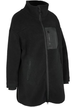 Teddy-Fleece Jacke in schwarz von vorne - bpc bonprix collection