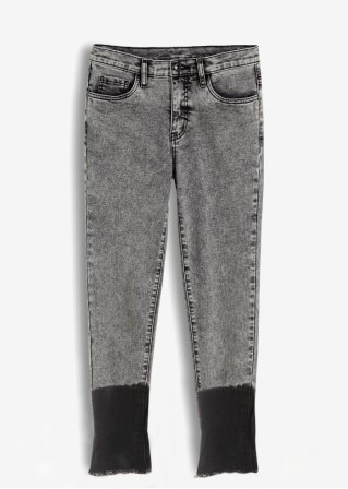 Skinny-Jeans mit Kontrastsaum in schwarz von vorne - RAINBOW