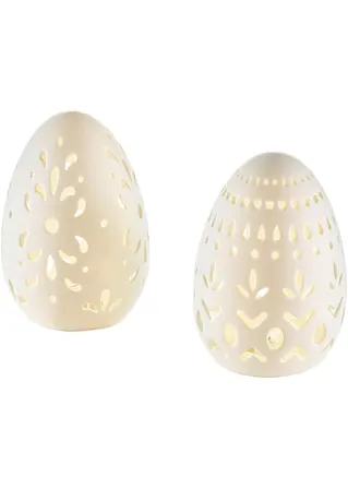 LED-Deko-Objekt Osterei mit Ausstanzungen (2er Pack) in weiß - bonprix LED-Deko-Objekt Osterei mit Ausstanzungen (2er Pack) in weiß - bonprix