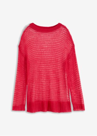 Locker gestrickter Pullover  in pink von vorne - RAINBOW