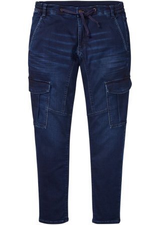Regular Fit Cargo-Sweat-Jeans, Tapered in blau von vorne - John Baner JEANSWEAR
