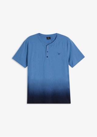 Henleyshirt, Kurzarm mit Farbverlauf in blau von vorne - bpc bonprix collection