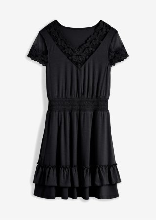 Kleid mit Spitze  in schwarz von vorne - BODYFLIRT boutique