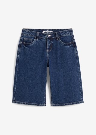 Wide Leg Jeans Mid Waist, Bermuda in blau von vorne - John Baner JEANSWEAR