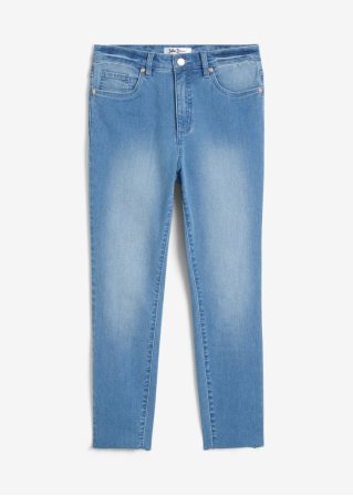 Skinny Jeans High Waist, cropped in blau von vorne - John Baner JEANSWEAR