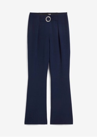 Bootcut- Hose mit dekorativer Schließe in blau von vorne - bpc selection